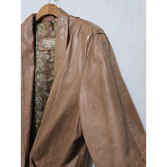 Mens 80s Vintage Soft Leather Jacket Made In Italy Brown - Picture 5 of 12